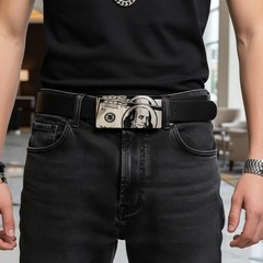 Big Men Silver Metal Belt Buckle Hip Hop Street Fashion Gangster 100$ Bill Money