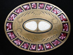 RI09145 *NOS* REALLY NICE **ORNAMENTAL** FASHION ART BRASSTONE BELT BUCKLE