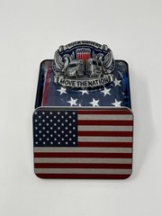Trucker Belt Buckle Gift Set with 12 x 18 Inch American Flag – Patriotic Buckles
