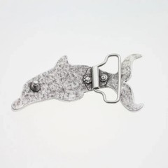 ChatGPT: Belt Buckle Dolphin Design Antique Silver Nautical Animal Print Oval Embossed
