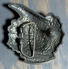 NOS Y2K Lucky 13 Felon Apparel Metal Belt Buckle PSYCHO Psychobilly Skull Tattoo