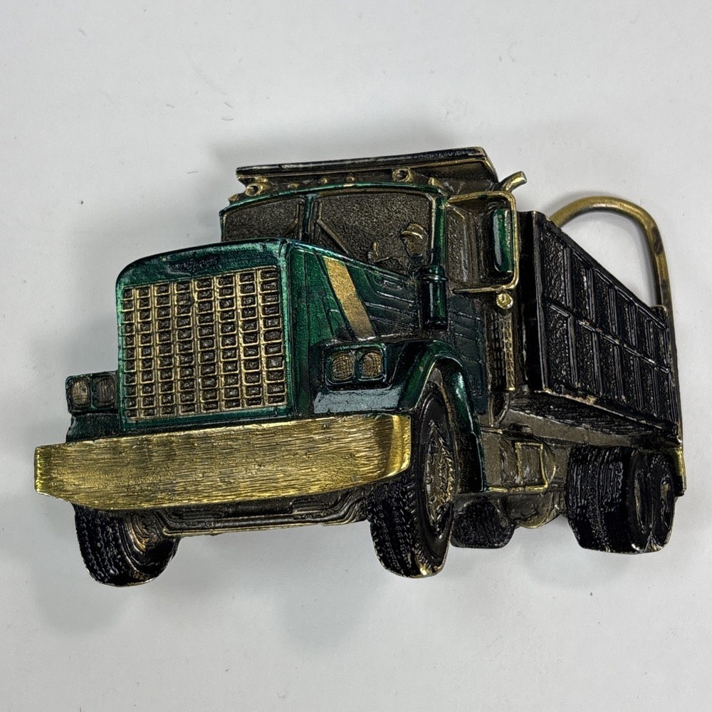 Vintage 1982 Brass Great American Belt Buckle Co Dump Truck 3D USA Made 237
