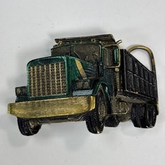 Vintage 1982 Brass Great American Belt Buckle Co Dump Truck 3D USA Made 237
