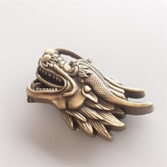 Vintage Bronze Plated Sculpt Dragon Head Belt Buckle Gurtelschnalle