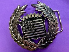 Famous Stars & Stripes Cadillac Crown Logo Olive Branch Silver Color Belt Buckle