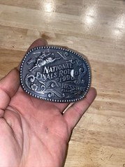 Hesston Vintage Rodeo Belt Buckle 1990 METAL Original Wrap Collector Patina GIFT