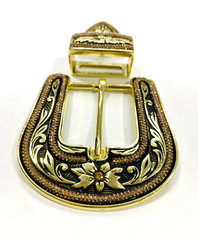 Western buckle set 3 piece 40mm heavy quality buckle golden solid leather buckle