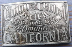 belt buckle Union Central Pacific Railroad line Omaha to California 3.5&Prime; long