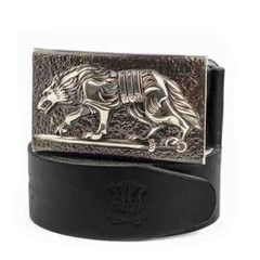 German silver belt buckle « Werewolf », Military buckle, Animal Grey Wolf buckle