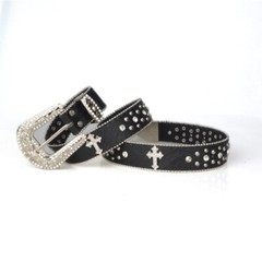 Black Cross Belt Rhinestone Belt Hip Hop Jeans Punk Western Cowboy Cowgirl Belts