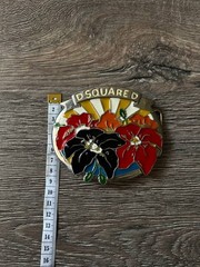 Vintage Dsquared2 big metal buckle with floral for Belt western Y2K 2000s Hawaii