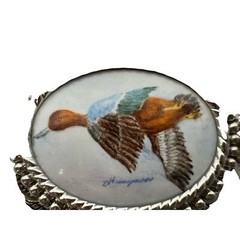 Flying Goose Inset w/ Silver trim on chrome Belt buckle