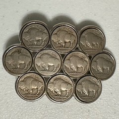 Vintage Buffalo Nickel Indian Head Coin Belt Buckle Silver Tone Western Boho