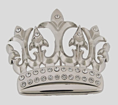 Crown Belt Buckle Silver Metal Bling Rock Rebel Western Cowboy Cowgirl Men Rodeo