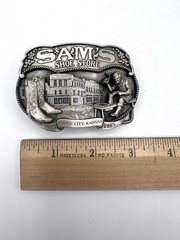 Dodge City Kansas SAM&rsquo;S SHOE STORE 1985 Pewter Belt Buckle Allen Cowboyboy Boots