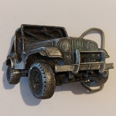 Vintage 1978 « 4×4 » 3D Pewter Jeep Bergamot Brass Works Belt Buckle # J-39