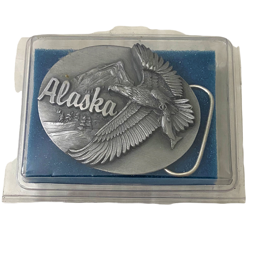 Mens Siskiyou Buckle Co Alaska Bald Eagle Belt Buckle Pewter Americana NEW VTG