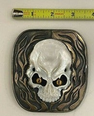 John Winston for J.W. Cooper Sterling Silver Skull Buckle w/ Pearl Skull(1of1)