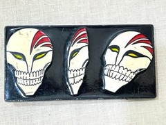 Black Enamel Skull Mask Belt Buckle Gothic Punk Anime Style Fits 1.5” Belt