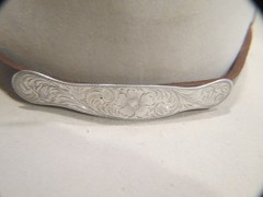 Sterling Silver Southwestern Hand Tooled Concho Hat Band 2 piece Buckle Set