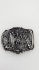 Vintage 1984 Bergamot Brass Works Native American Horse Rider Belt Buckle