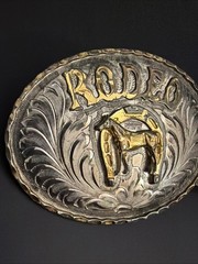 Vintage Artes Valenzuela AV Rodeo Horse Buckle & Charro Belt Mexico