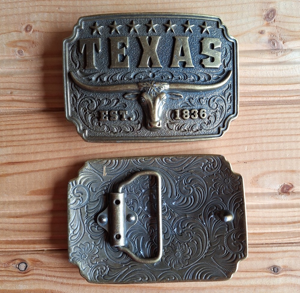 Long horns bull head Texas Stars western country belt buckle
