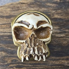 Large Skull Buckle Brass Tone Classico Italia A250