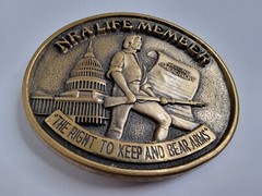 NRA Belt Buckle Large Bronze 2nd Amendment Clasp The Right To Keep And Bear Arms