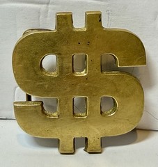 Vintage Solid Brass Dollar Sign Belt Buckle Money Symbol Financial Banker