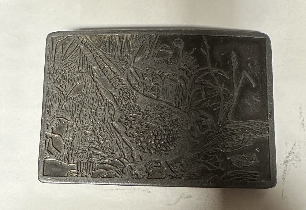 Vintage Great Seal of the USA Pheasant Pewter Belt Buckle