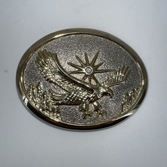 Vintage Belt Buckle Gold & Silver Tone Americana Eagle Western Cowboy Southwest