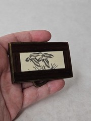 Vintage 1978 Brass Wood Duck Etched Belt Buckle