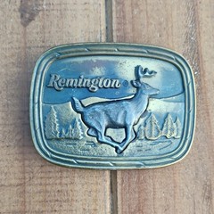 Remington 1979 Running White-Tailed Deer Metal Western Belt Buckle