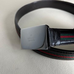 GUCCI Pre-Owned Belt Sherry Line Silver Buckle Leather