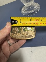 Vintage 1981 Harry Klitzner Co BPOE Elk Deer Green Enamel Belt Buckle Brass Tone