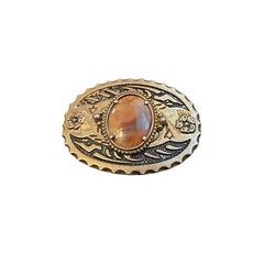 Vintage Western/Cowboy Banded Brazil Agate Stone Mount Belt Buckle