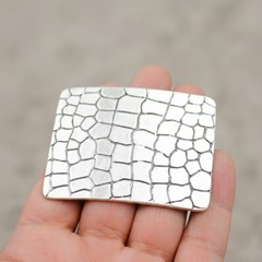 Croco Look Belt Buckle Antique Silver – Modern Minimal Design with Reptile Look