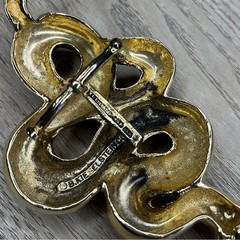 Kieselstein-Cord Snake Serpent Large Gold Buckle Brown Alligator Belt RARE