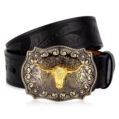 BISON DENIM Men&rsquo;s Western Double Embossed 115cm (36&Prime;-39&Prime;), W71805-2bm-black