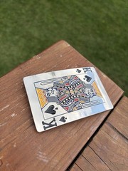 King of Spades Belt Buckle Silver Tone Gambler Novelty Gift
