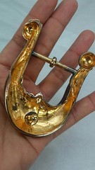 Barry Kieselstein cord sterling 925 gold vermeil moon face buckle