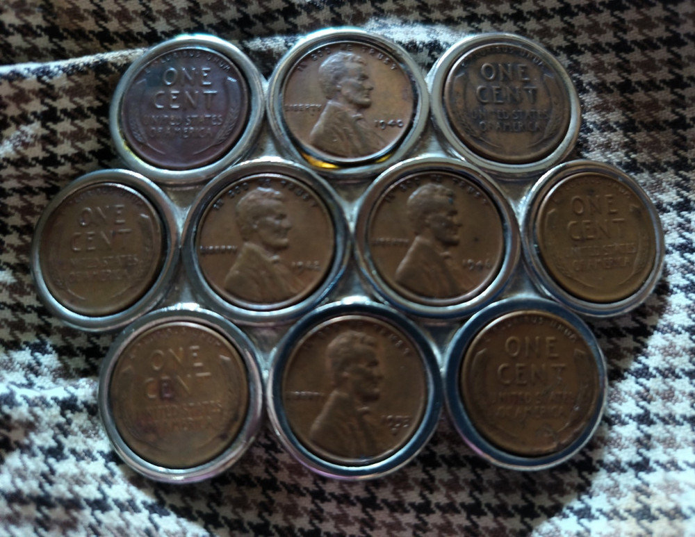 Men&rsquo;s Metal Frame Belt Buckle Lincoln Penny Coin Design Silver/Copper 1.5 in