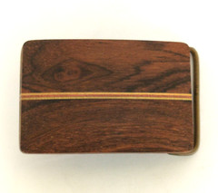 Vintage Ampersand Brass Mixed Woods Belt Buckle Kalamazoo Michigan 2.5&Prime;