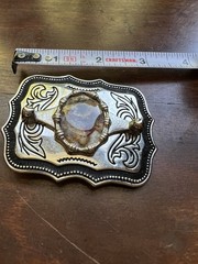 Men’s Rectangular Belt Buckle With Oval Stone