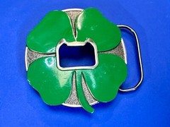 Lucky 4 Leaf Clover St. Patrick Day Novelty KALAN Belt Buckle with Bottle Opener