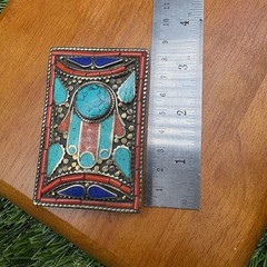 Vintage Tibetan Belt Buckle waist trap Turquoise Coral Clasp