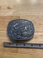 Hesston Vintage Rodeo Belt Buckle 1990 METAL Original Wrap Collector Patina GIFT