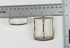 New 1 1/2&Prime;(38mm) pin buckle + loop buckle set(#T11) man women nickel color USA