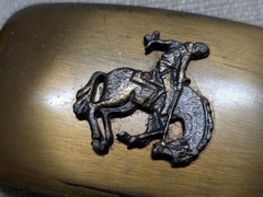 vintage USA made COWBOY belt buckle WESTERN horse RODEO buckin bronco CHAMBERS